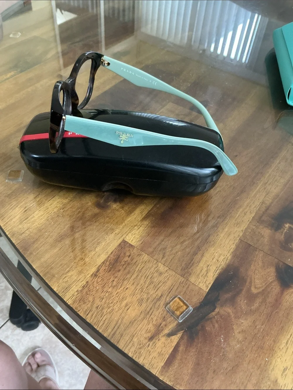 Prada Cat-Eye Glasses in Tortoise with Mint Temples